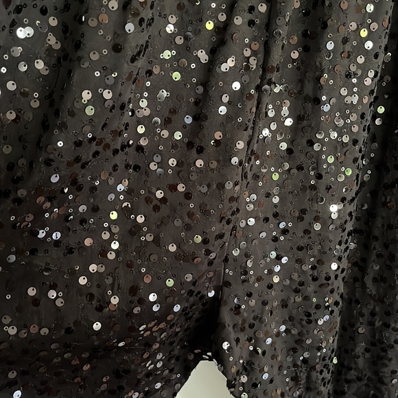 Black sequin pants slouchy Sz medium drop crotch elastic waistband - Picture 7 of 8